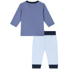 Baby Boys Blue Logo & Animals Trousers Set, 1, hi-res